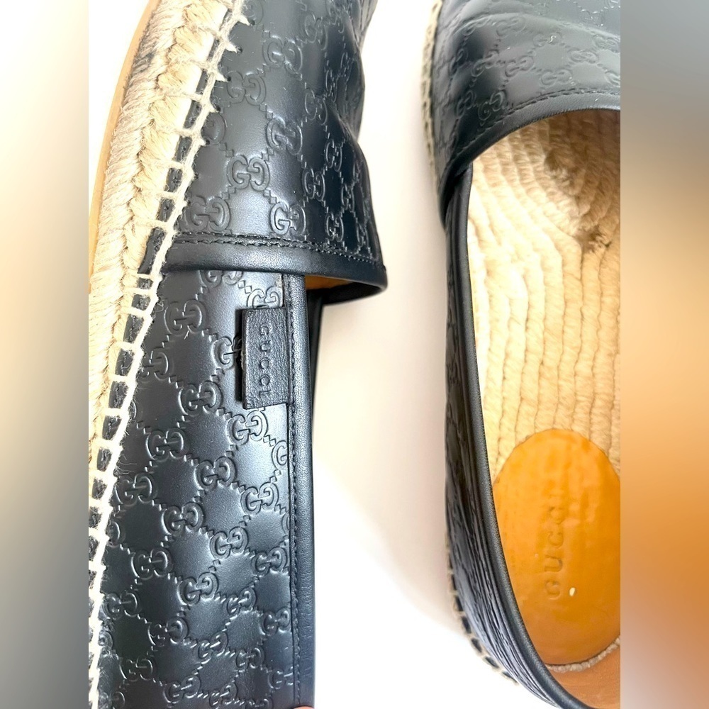 GUCCI Black Microguccissima Leather Slip On Espadrille Flats EU 38 - Picture 10 of 10